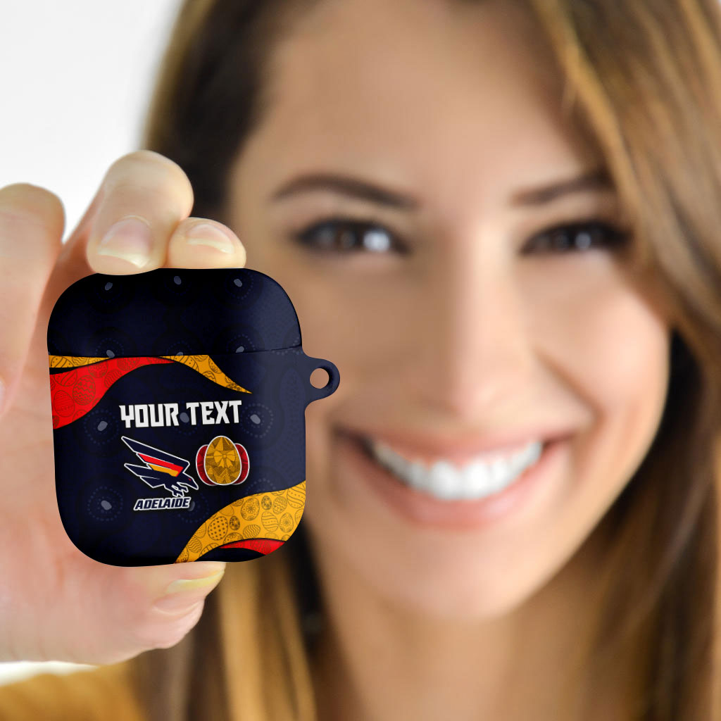 Personalized Adelaide Football AirPods Case Easter Egg Pattern Red Blue Tribal Dot Art Style