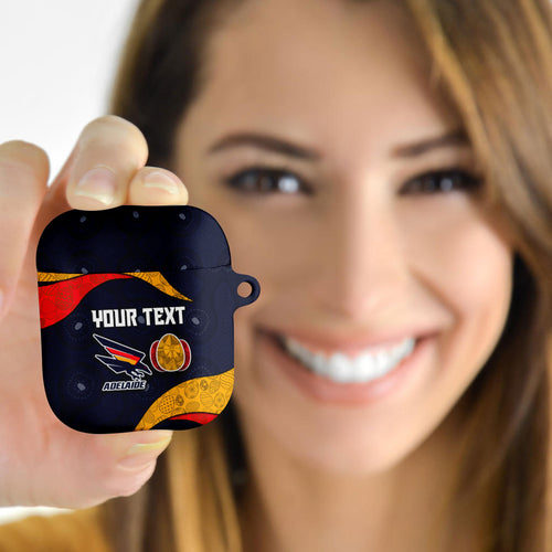 Personalized Adelaide Football AirPods Case Easter Egg Pattern Red Blue Tribal Dot Art Style