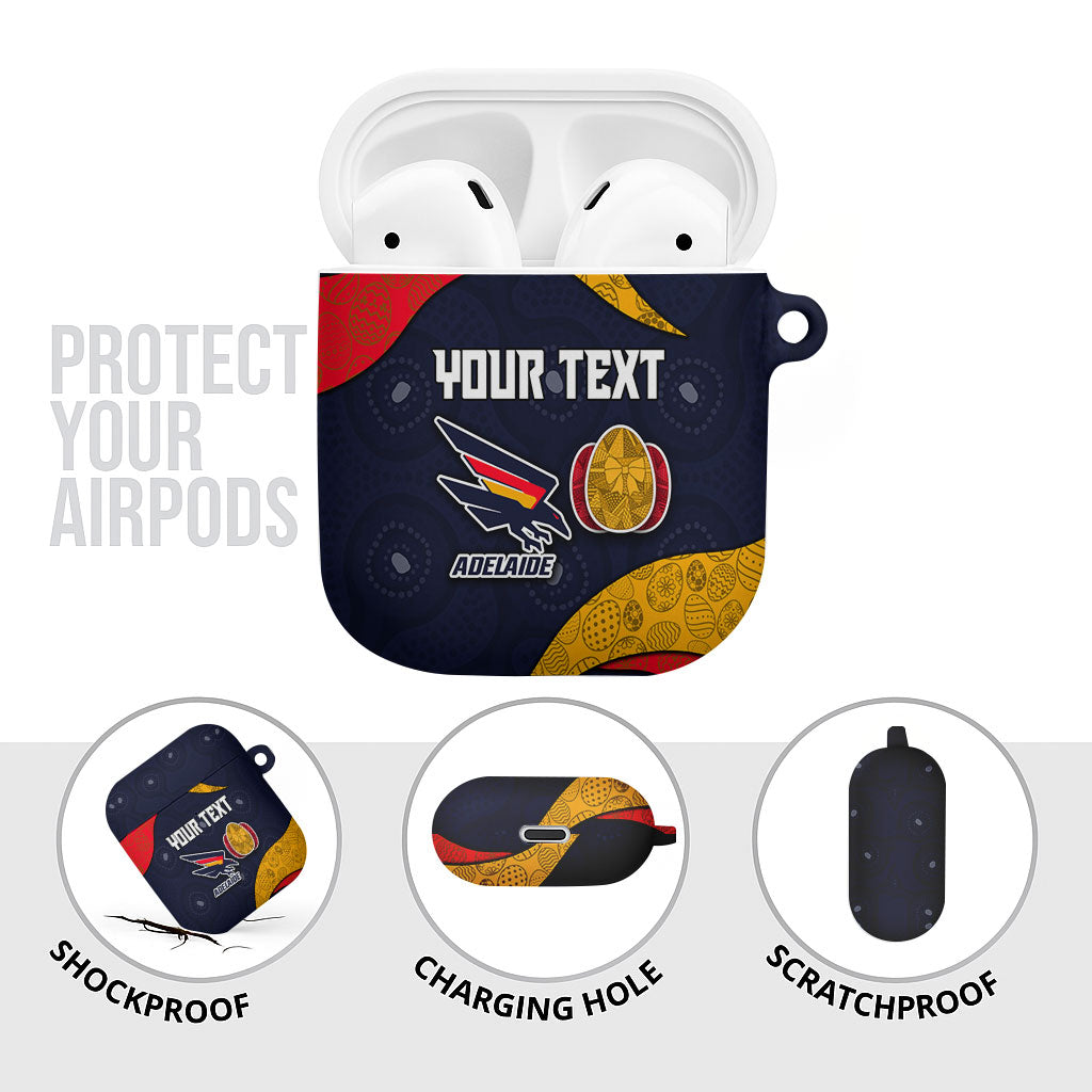 Personalized Adelaide Football AirPods Case Easter Egg Pattern Red Blue Tribal Dot Art Style