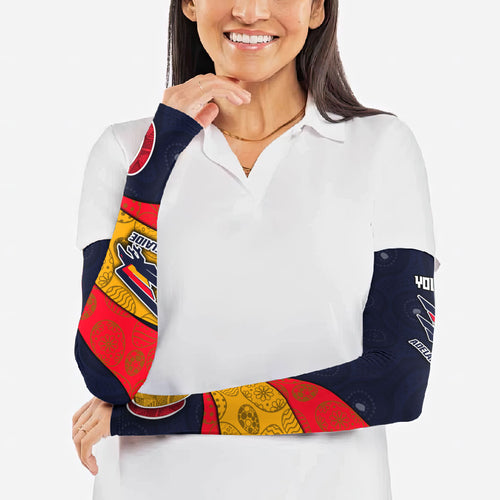Personalized Adelaide Football Arm Sleeves Easter Egg Pattern Red Blue Tribal Dot Art Style