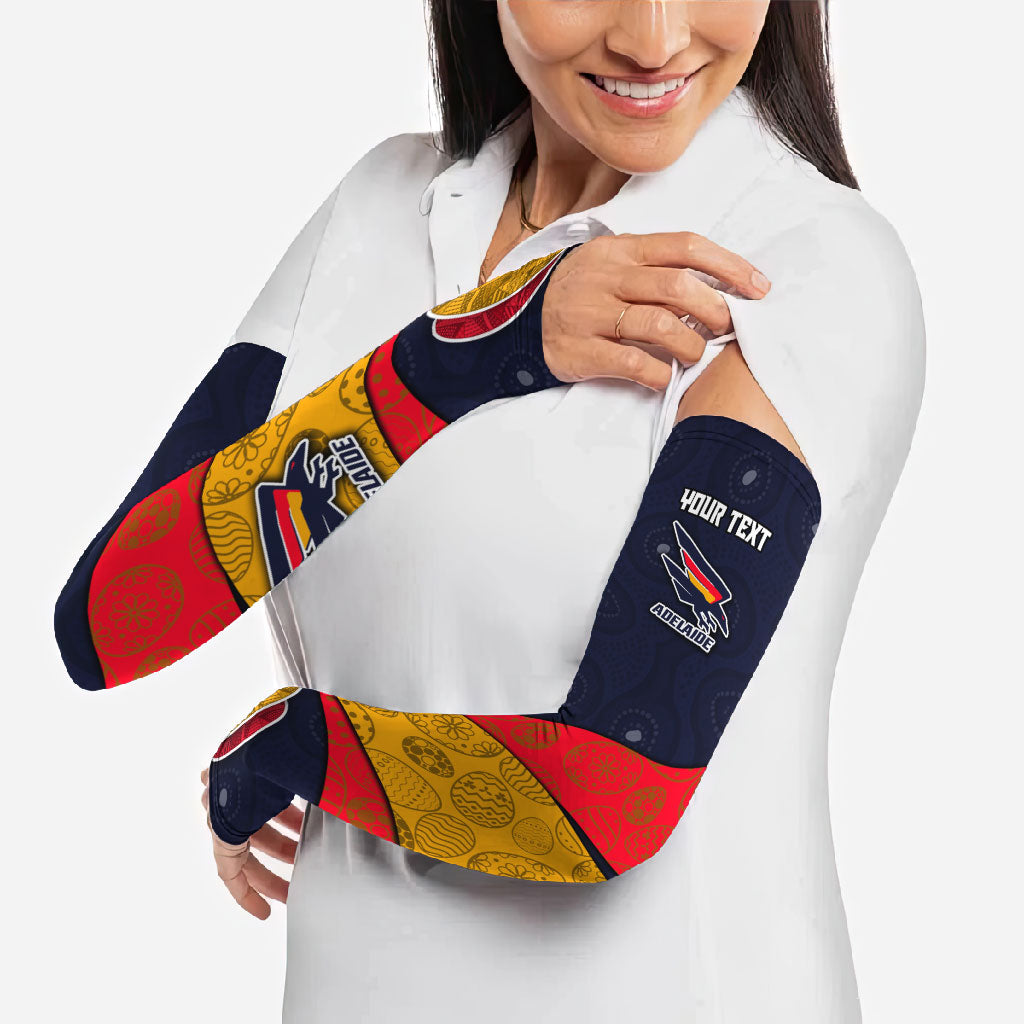 Personalized Adelaide Football Arm Sleeves Easter Egg Pattern Red Blue Tribal Dot Art Style