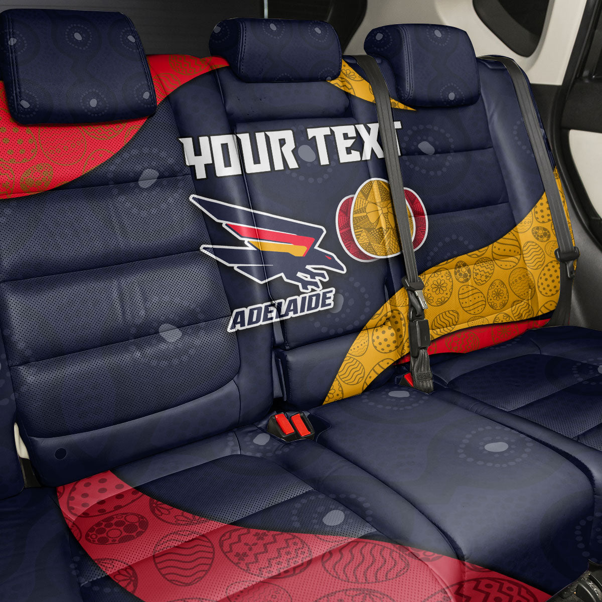 Personalized Adelaide Football Back Car Seat Cover Easter Egg Pattern Red Blue Tribal Dot Art Style