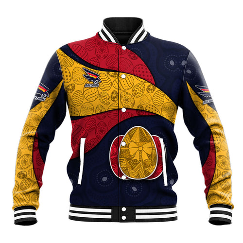 Personalized Adelaide Football Baseball Jacket Easter Egg Pattern Red Blue Tribal Dot Art Style