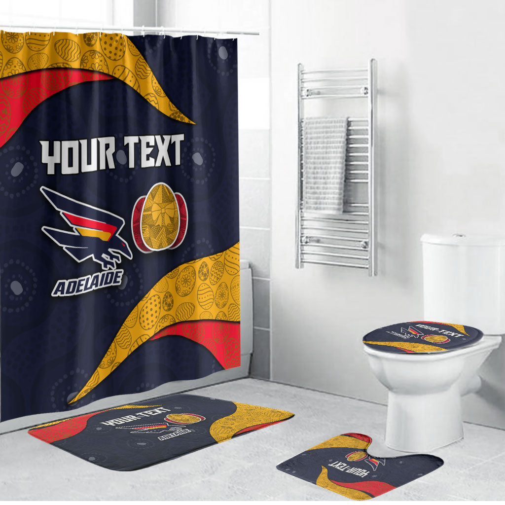 Personalized Adelaide Football Bathroom Set Easter Egg Pattern Red Blue Tribal Dot Art Style
