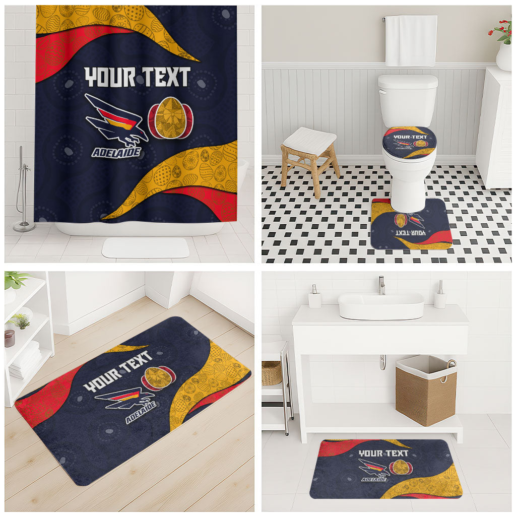Personalized Adelaide Football Bathroom Set Easter Egg Pattern Red Blue Tribal Dot Art Style