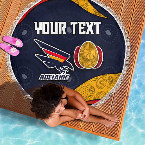 Personalized Adelaide Football Beach Blanket Easter Egg Pattern Red Blue Tribal Dot Art Style