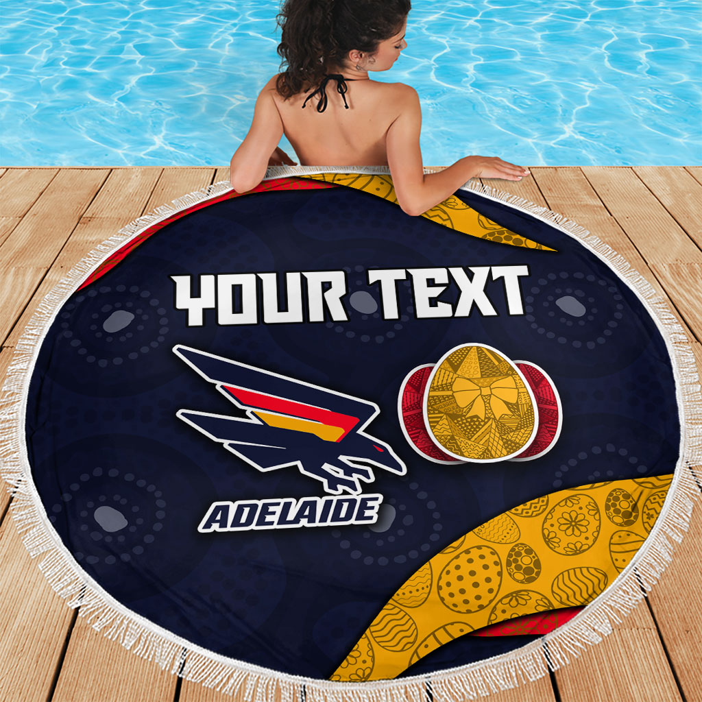 Personalized Adelaide Football Beach Blanket Easter Egg Pattern Red Blue Tribal Dot Art Style