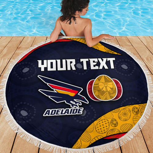 Personalized Adelaide Football Beach Blanket Easter Egg Pattern Red Blue Tribal Dot Art Style