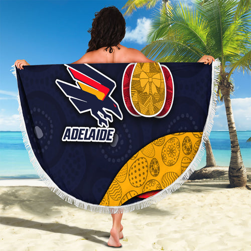 Personalized Adelaide Football Beach Blanket Easter Egg Pattern Red Blue Tribal Dot Art Style
