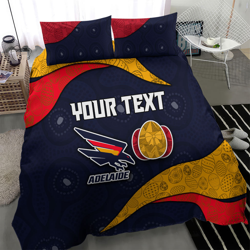 Personalized Adelaide Football Bedding Set Easter Egg Pattern Red Blue Tribal Dot Art Style