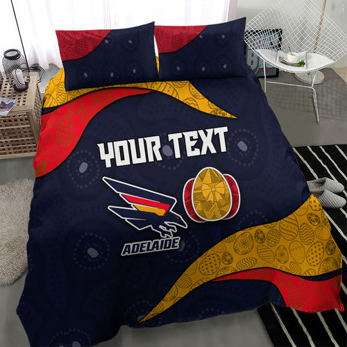 Personalized Adelaide Football Bedding Set Easter Egg Pattern Red Blue Tribal Dot Art Style