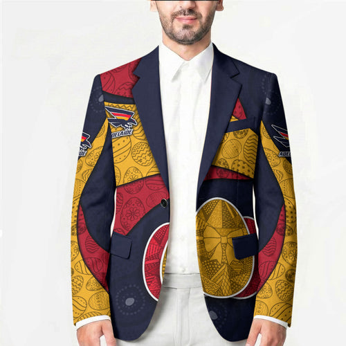 Personalized Adelaide Football Blazer Easter Egg Pattern Red Blue Tribal Dot Art Style