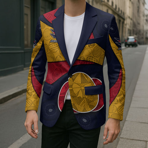 Personalized Adelaide Football Blazer Easter Egg Pattern Red Blue Tribal Dot Art Style