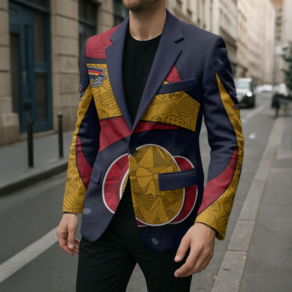 Personalized Adelaide Football Blazer Easter Egg Pattern Red Blue Tribal Dot Art Style