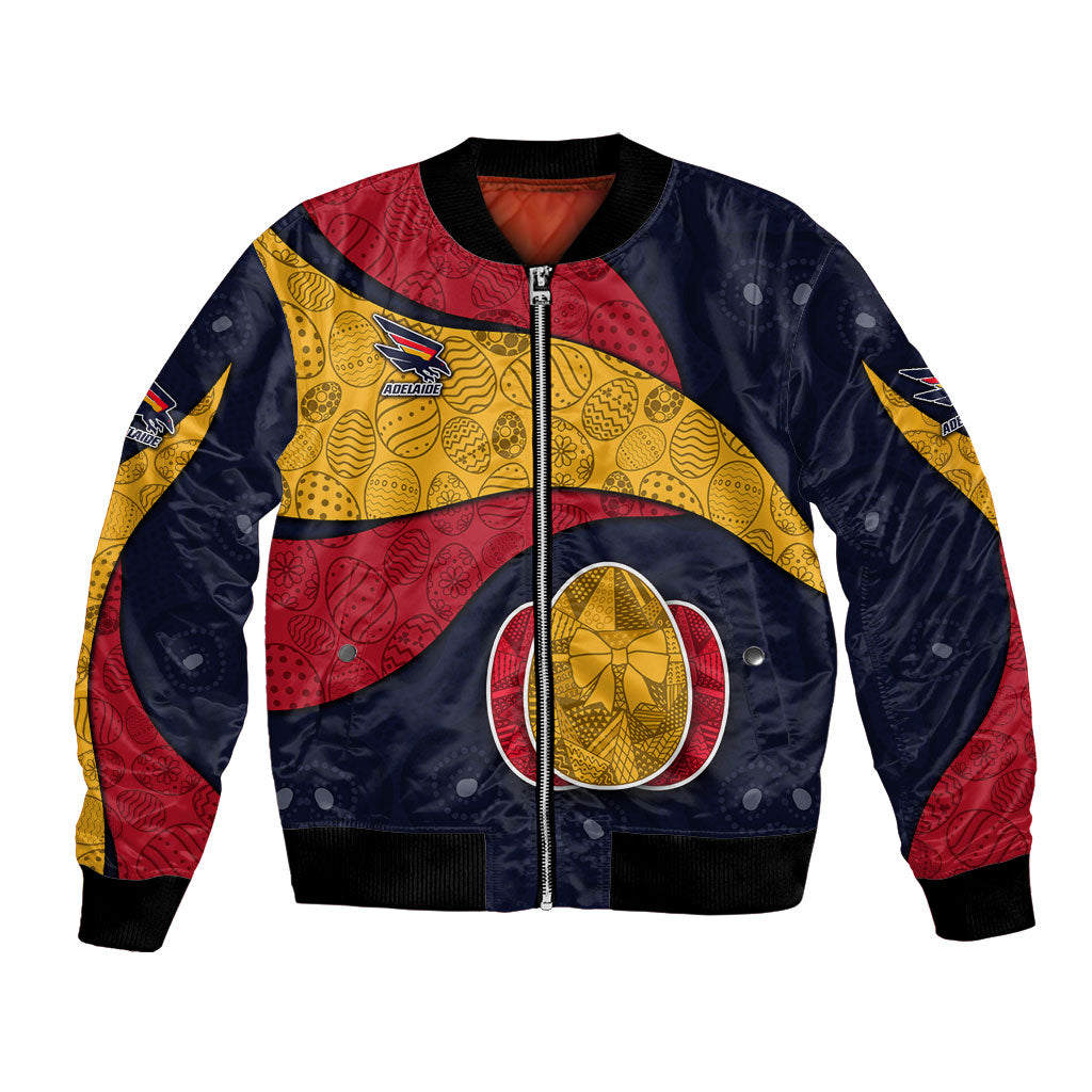 Personalized Adelaide Football Bomber Jacket Easter Egg Pattern Red Blue Tribal Dot Art Style