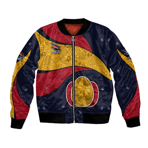 Personalized Adelaide Football Bomber Jacket Easter Egg Pattern Red Blue Tribal Dot Art Style