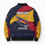 Personalized Adelaide Football Bomber Puffer Jacket Easter Egg Pattern Red Blue Tribal Dot Art Style