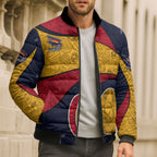 Personalized Adelaide Football Bomber Puffer Jacket Easter Egg Pattern Red Blue Tribal Dot Art Style