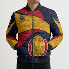 Personalized Adelaide Football Bomber Puffer Jacket Easter Egg Pattern Red Blue Tribal Dot Art Style