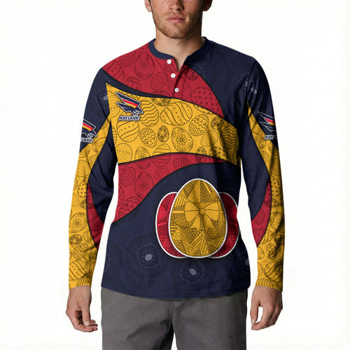Personalized Adelaide Football Button Sweatshirt Easter Egg Pattern Red Blue Tribal Dot Art Style
