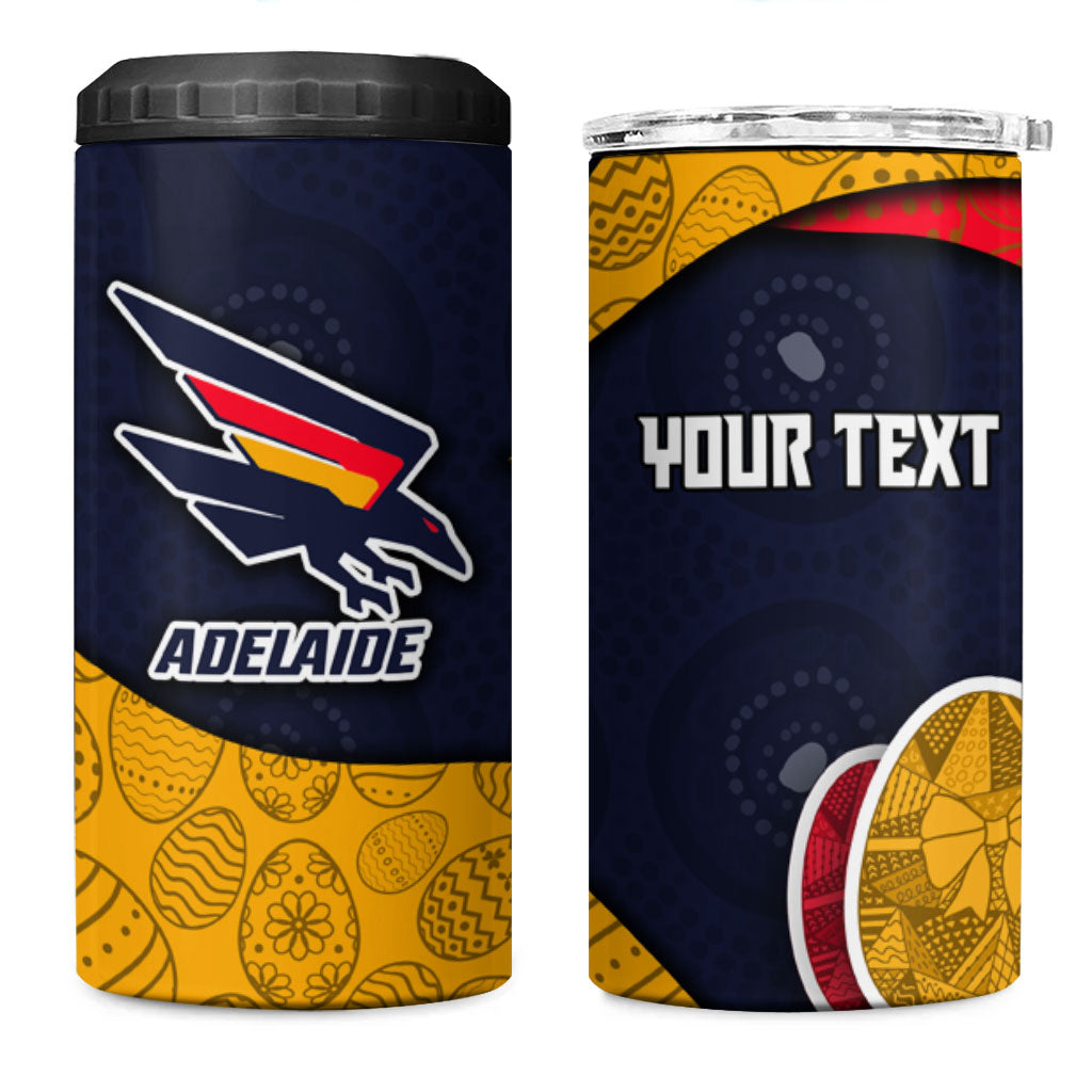 Personalized Adelaide Football 4 in 1 Can Cooler Tumbler Easter Egg Pattern Red Blue Tribal Dot Art Style
