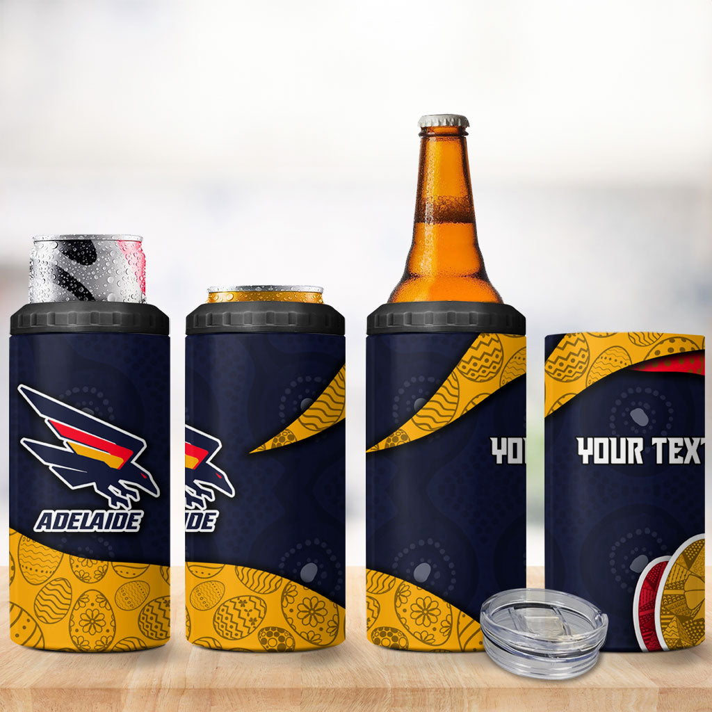 Personalized Adelaide Football 4 in 1 Can Cooler Tumbler Easter Egg Pattern Red Blue Tribal Dot Art Style