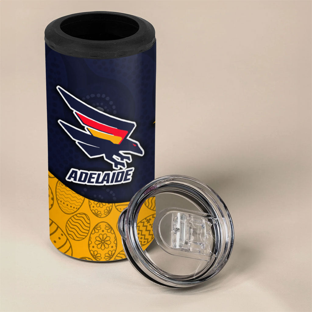 Personalized Adelaide Football 4 in 1 Can Cooler Tumbler Easter Egg Pattern Red Blue Tribal Dot Art Style
