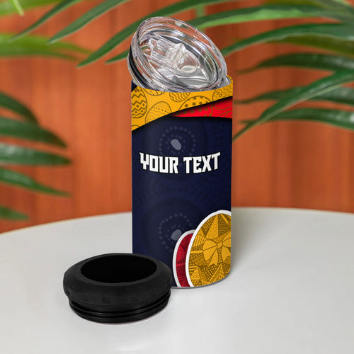 Personalized Adelaide Football 4 in 1 Can Cooler Tumbler Easter Egg Pattern Red Blue Tribal Dot Art Style