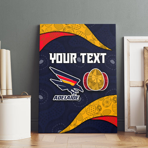 Personalized Adelaide Football Canvas Wall Art Easter Egg Pattern Red Blue Tribal Dot Art Style