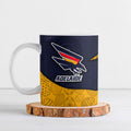 Personalized Adelaide Football Ceramic Mug Easter Egg Pattern Red Blue Tribal Dot Art Style