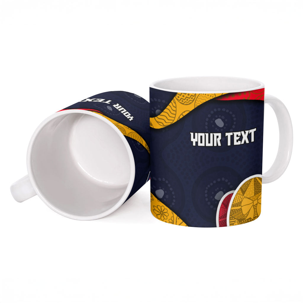 Personalized Adelaide Football Ceramic Mug Easter Egg Pattern Red Blue Tribal Dot Art Style