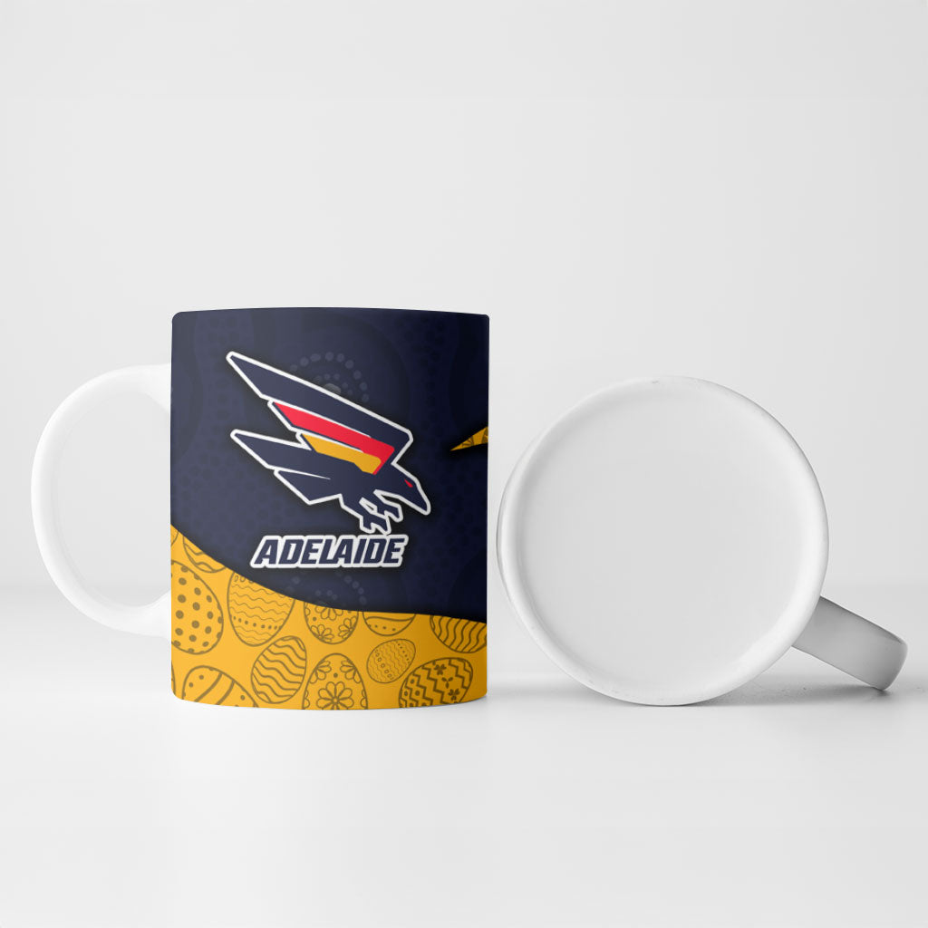 Personalized Adelaide Football Ceramic Mug Easter Egg Pattern Red Blue Tribal Dot Art Style