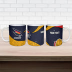 Personalized Adelaide Football Ceramic Mug Easter Egg Pattern Red Blue Tribal Dot Art Style