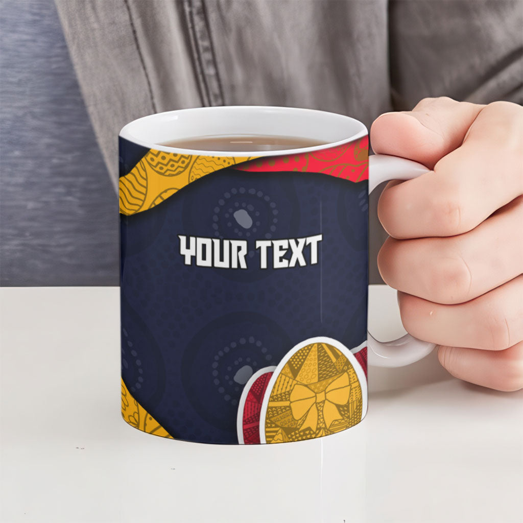 Personalized Adelaide Football Ceramic Mug Easter Egg Pattern Red Blue Tribal Dot Art Style
