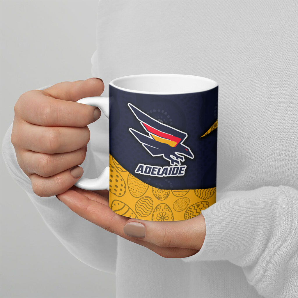 Personalized Adelaide Football Ceramic Mug Easter Egg Pattern Red Blue Tribal Dot Art Style