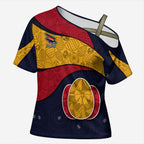 Personalized Adelaide Football Cross Shoulder Shirt Easter Egg Pattern Red Blue Tribal Dot Art Style