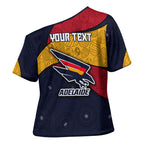 Personalized Adelaide Football Cross Shoulder Shirt Easter Egg Pattern Red Blue Tribal Dot Art Style