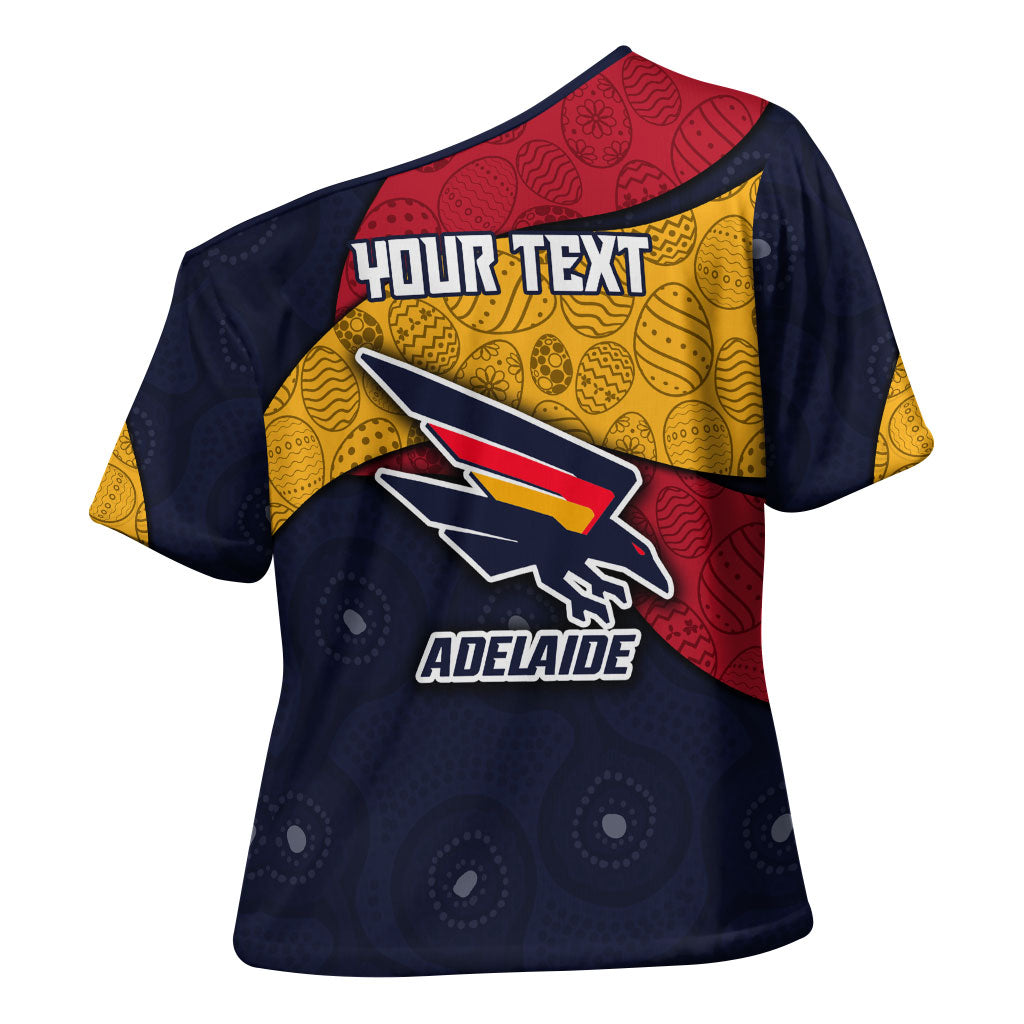 Personalized Adelaide Football Cross Shoulder Shirt Easter Egg Pattern Red Blue Tribal Dot Art Style