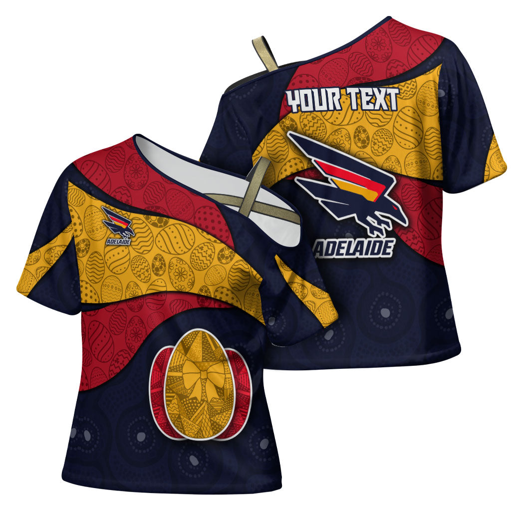 Personalized Adelaide Football Cross Shoulder Shirt Easter Egg Pattern Red Blue Tribal Dot Art Style