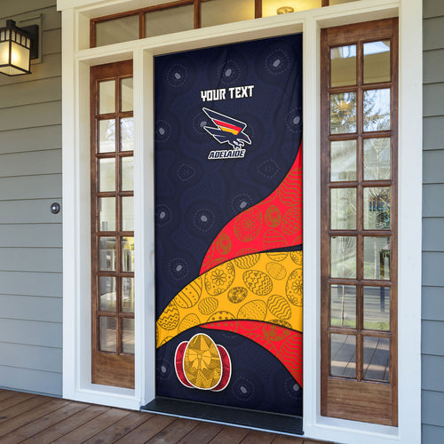 Personalized Adelaide Football Door Cover Easter Egg Pattern Red Blue Tribal Dot Art Style