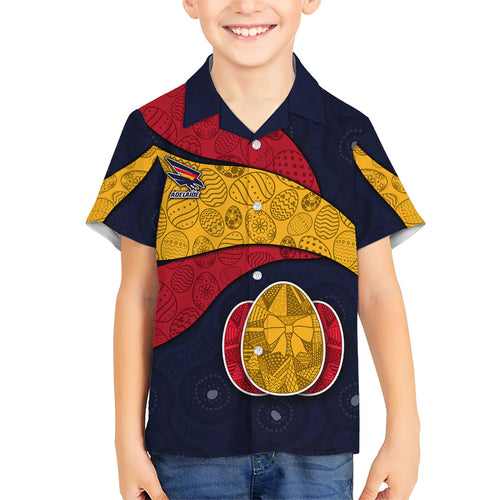 Personalized Adelaide Football Family Matching Mermaid Dress and Hawaiian Shirt Easter Egg Pattern Red Blue Tribal Dot Art Style