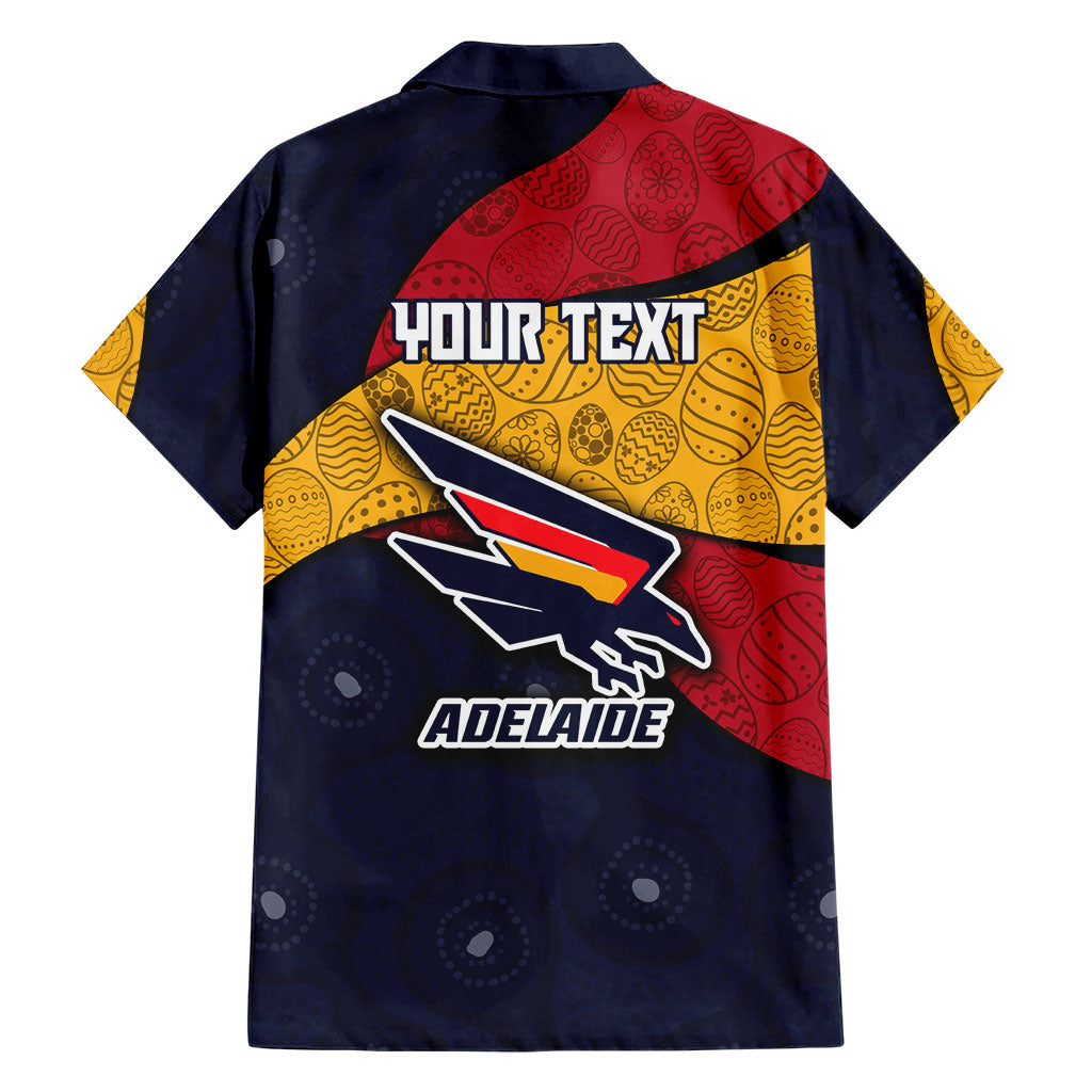 Personalized Adelaide Football Family Matching Off The Shoulder Long Sleeve Dress and Hawaiian Shirt Easter Egg Pattern Red Blue Tribal Dot Art Style