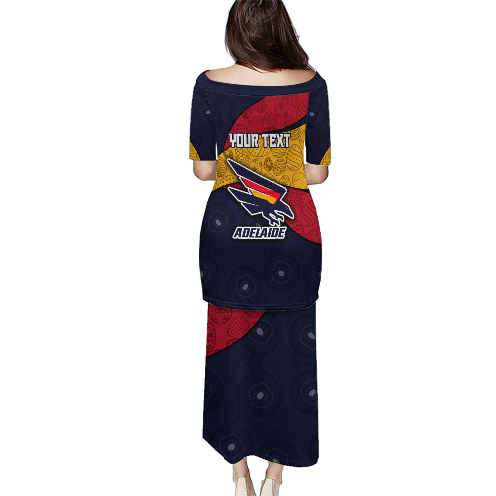 Personalized Adelaide Football Family Matching Puletasi and Hawaiian Shirt Easter Egg Pattern Red Blue Tribal Dot Art Style