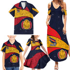 Personalized Adelaide Football Family Matching Summer Maxi Dress and Hawaiian Shirt Easter Egg Pattern Red Blue Tribal Dot Art Style