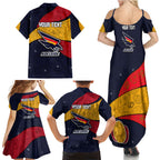 Personalized Adelaide Football Family Matching Summer Maxi Dress and Hawaiian Shirt Easter Egg Pattern Red Blue Tribal Dot Art Style