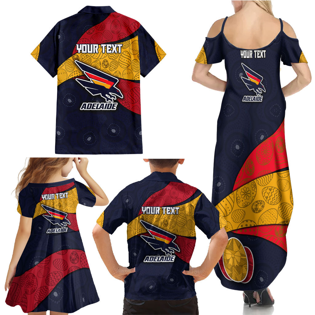 Personalized Adelaide Football Family Matching Summer Maxi Dress and Hawaiian Shirt Easter Egg Pattern Red Blue Tribal Dot Art Style