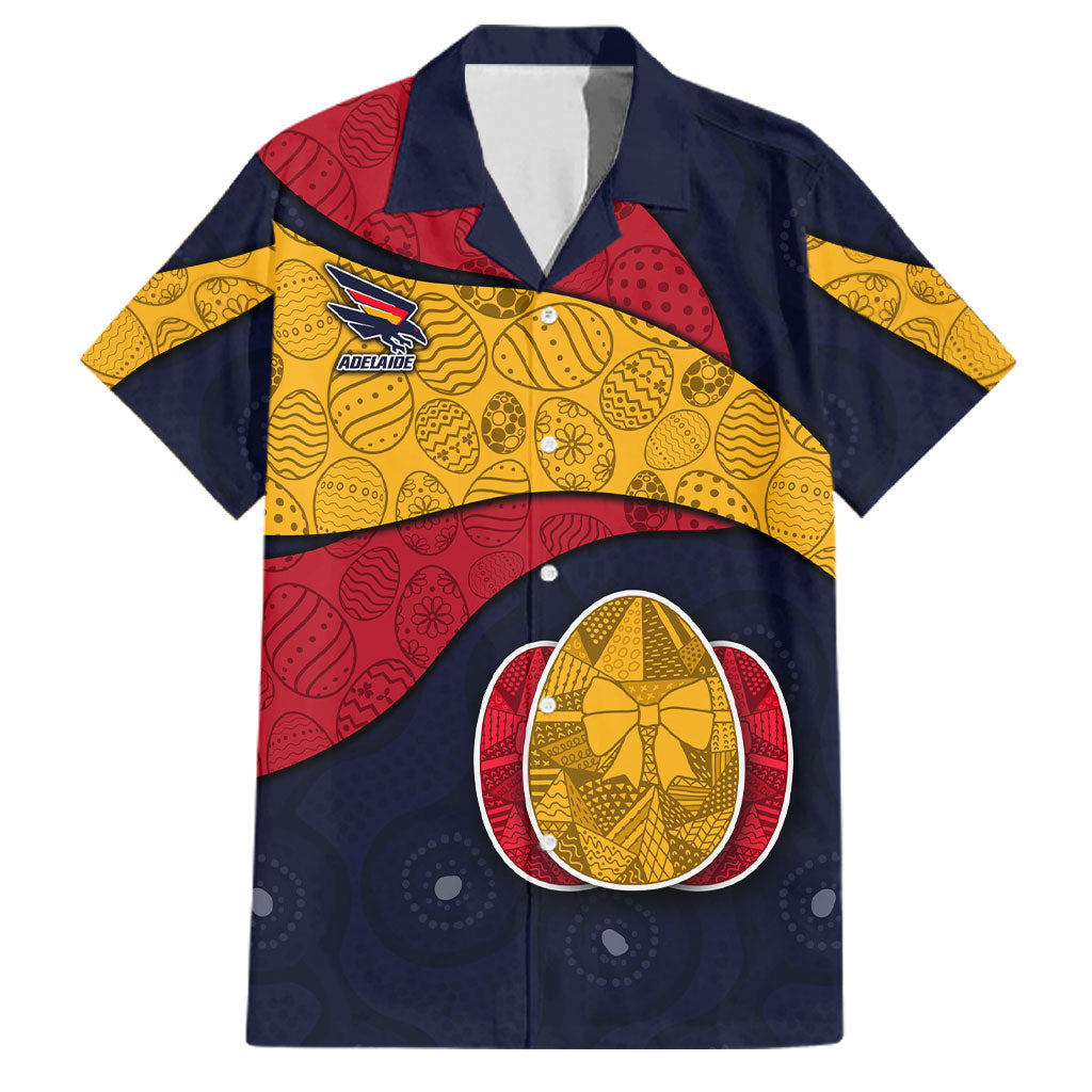 Personalized Adelaide Football Family Matching Summer Maxi Dress and Hawaiian Shirt Easter Egg Pattern Red Blue Tribal Dot Art Style