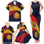 Personalized Adelaide Football Family Matching Tank Maxi Dress and Hawaiian Shirt Easter Egg Pattern Red Blue Tribal Dot Art Style