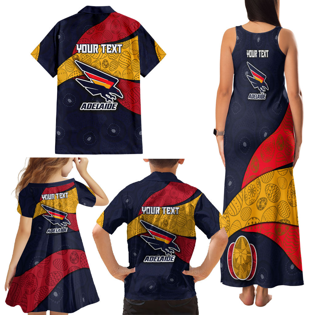 Personalized Adelaide Football Family Matching Tank Maxi Dress and Hawaiian Shirt Easter Egg Pattern Red Blue Tribal Dot Art Style