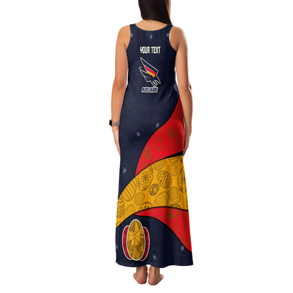 Personalized Adelaide Football Family Matching Tank Maxi Dress and Hawaiian Shirt Easter Egg Pattern Red Blue Tribal Dot Art Style